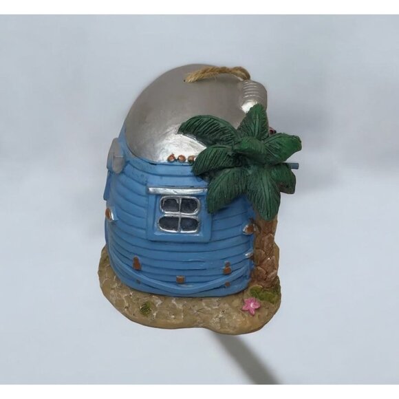 Vintage Blue Camper Birdhouse With Flamingo & Palm Tree - Picture 5 of 5